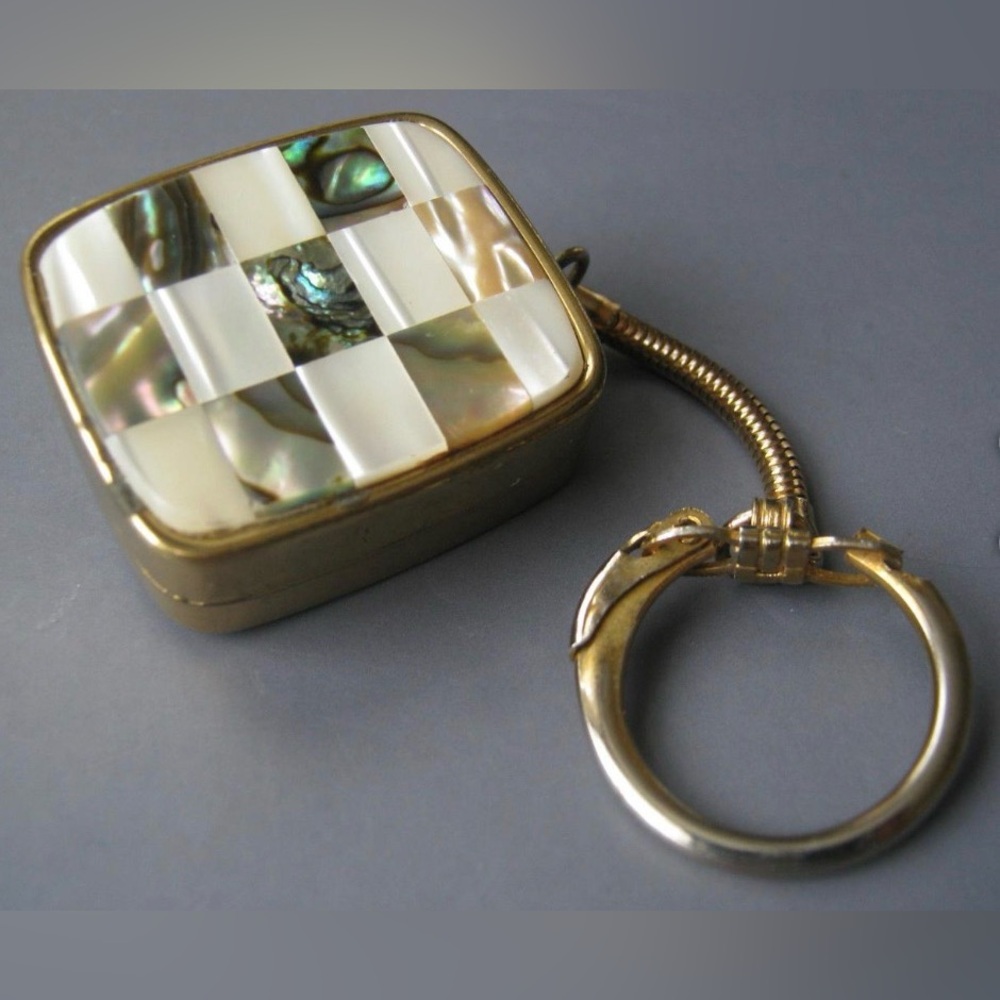 Vintage Sankyo Mother of Pearl Music Box Keychain